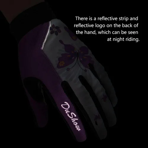 Miniatura 3 de DuShow - Guantes para bicicleta para mujer, guantes de entrenamiento floral rosa para mujer, guantes de ciclismo de dedos completos para conducir