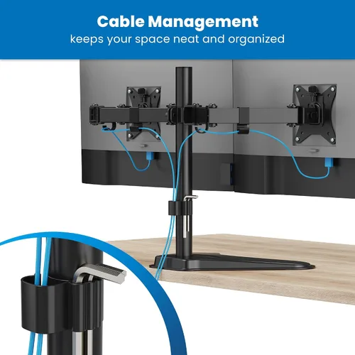 Miniatura 8 de Mount-It! Soporte de monitor doble para escritorio, soporte de monitor independiente para 2 pantallas de hasta 32 pulgadas, altura ajustable