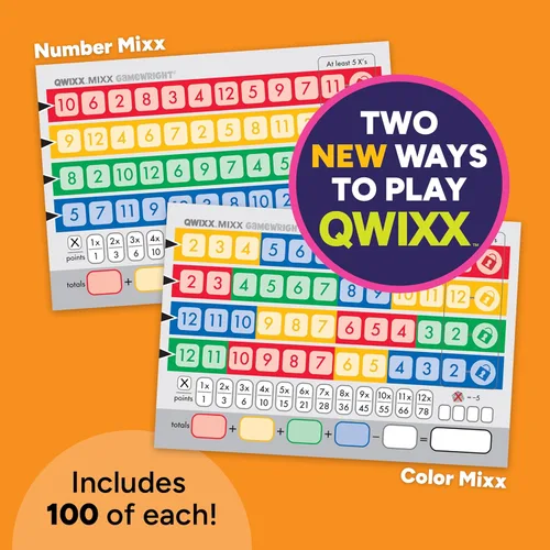 Miniatura 2 de Gamewright Qwixx Mixx - Juego de mesa genuino, tarjetas de puntuación de repuesto para mejorar el juego Qwixx - Un juego de dados rápido