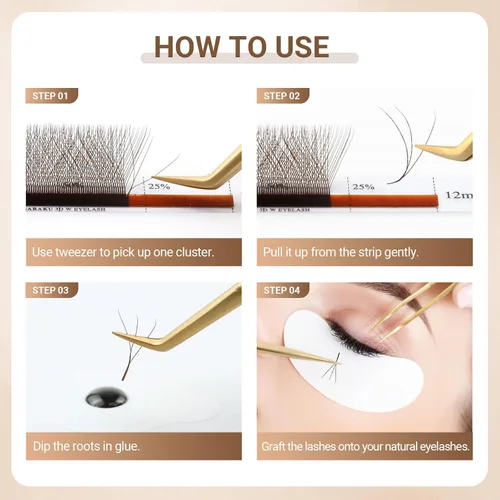 Miniatura 262 de NAGARAKU Extensiones de pestañas falsas en forma de W de 4D, suaves y naturales, con volumen, rizado D, 0.07mm, mezcla de 8-15mm, abanico 0.07-D 4D W