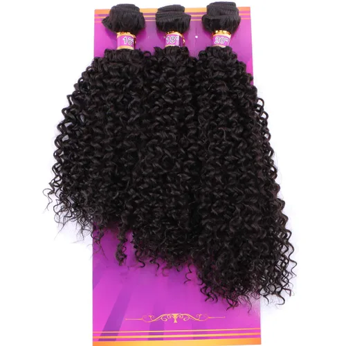 Miniatura 13 de Extensiones de cabello rizado afro rizado, sintético, tejido rápido, extensiones de cabello de fibra de alta temperatura para mujeres, color negro