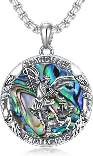 Miniatura 61 de CEKAMA - Collar de plata de ley 925 con dije de amuleto para hombres y mujeres, con cadena de 0.098 in, 22 pulgadas + 2 pulgadas