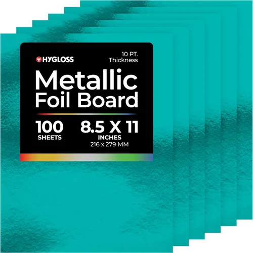 Miniatura 7 de Hygloss Hojas de cartulina metálica, 100 hojas de oro mate, 8.5 x 11 pulgadas, resistentes, 10 puntos, papel de cartón metálico para manualidades