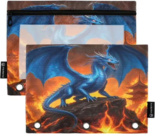 Miniatura 17 de Gredecor Estuche para lápices con 3 anillos con purpurina azul y rosa con cremallera, 2 unidades, organizador transparente para carpeta escolar