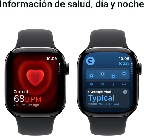 Miniatura 6 de Apple Watch Series 10 [GPS 42 mm] Smartwatch con caja de aluminio negro brillante y correa deportiva negra - M/L. Rastreador de fitness, aplicación