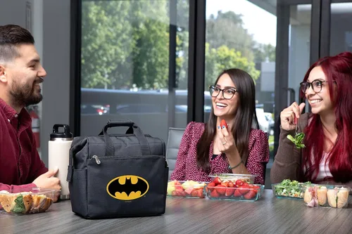 Miniatura 2 de PICNIC TIME DC Comics Batman Bat-Signal On The Go Bolsa de Almuerzo, Lonchera Enfriadora Suave, Bolsa de Almuerzo Aislada, (Negro)
