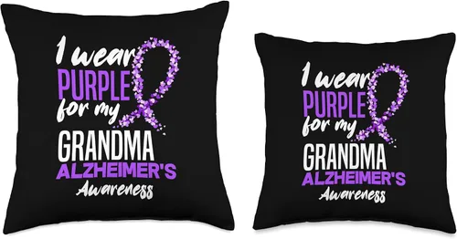 Miniatura 3 de ALZ Dementia Alzheimer's Awareness Apparel & Gifts I Wear Purple for My Grandma Dementia Alzheimer's Awareness - Almohada de 16 x 16 pulgadas