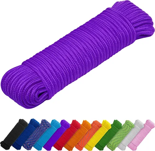 Miniatura 12 de TECEUM Cuerda – 90 pies x 1/4 pulgada (7mm) – Verde Ejército – Cuerda Utilitaria Versátil y Resistente – Acampada, Artesanía, Asta de Bandera