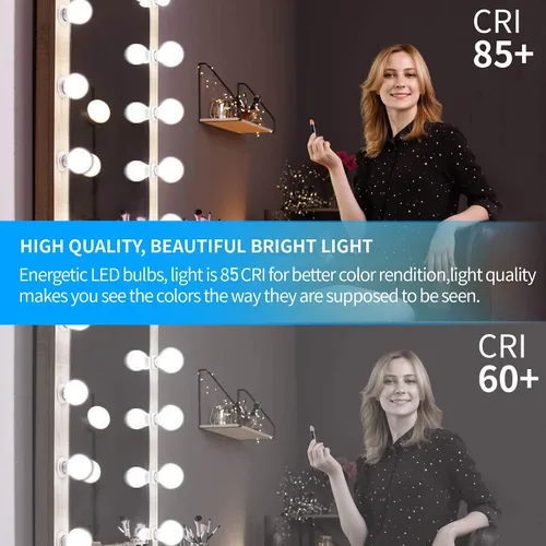 Miniatura 5 de Honesorn Bombillas de baño con base E26, equivalente a 60 vatios, luz diurna de 5000 K, bombillas LED de tocador para baño, bombillas redondas G25
