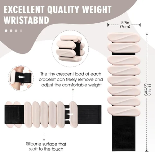 Miniatura 2 de Pesas de muñeca, paquete de 2 pesas de tobillo para muñeca para mujeres y hombres, brazaletes de silicona ajustables de 2 libras para brazo y pierna
