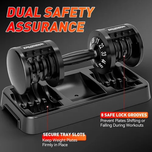 Miniatura 5 de 25/55lb Pair Adjustable Dumbbell Set, Adjustable Dumbbells Set of 2, 5 in 1/10 in 1 Free Weights Dumbbells Set with Anti-Slip Texture Handle