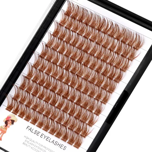 Miniatura 3 de Pestañas postizas de color marrón claro, marrón oscuro, negro y marrón, racimos de pestañas postizas de varios colores, maquillaje profesional