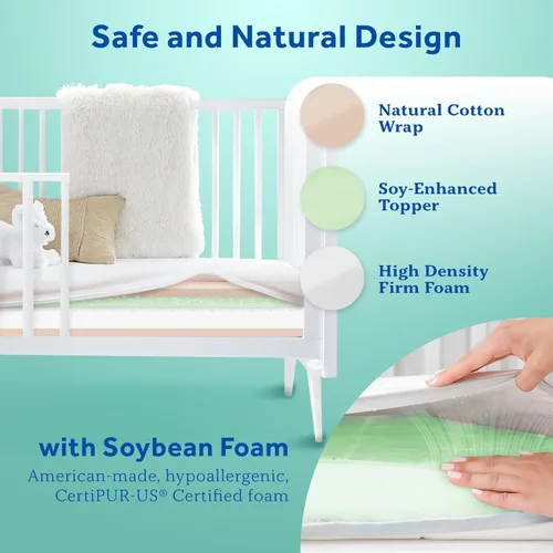 Miniatura 5 de Soja Sealy de espuma para el niño / pequeño colchón de cuna, espuma hipoalergénica de soja, firma adicional, cubierta impermeable durable, ligera