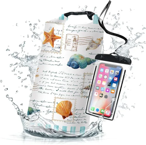 Miniatura 16 de Bolsa impermeable y seca de Cliduli, mochila tropical de verano con acuarela de hibisco, parte superior enrollable, bolsa flotante y ligera