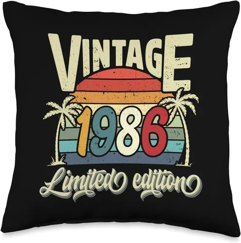 Retro Vintage Birthday Novelty Men Women Gifts Vintage 1986 36th Birthday Edition Limited Edition 36 Years Old Bday - Almohada de 16.0 x 16.0 in,