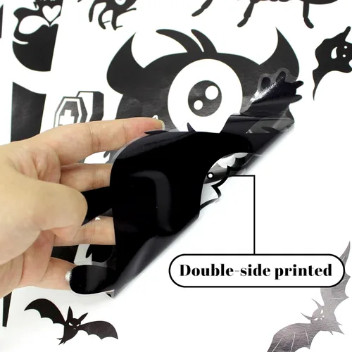 Miniatura 3 de Decoraciones de silueta de ventana de Halloween - Lindas calcomanías de silueta de monstru
