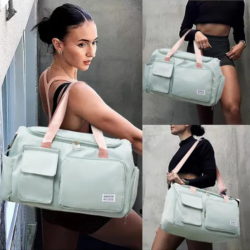 Miniatura 105 de Pequeña bolsa de gimnasio para mujer, bolsa de viaje con compartimento para zapatos