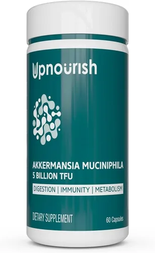 UpNourish Probióticos para el apoyo de GLP-1, 5 mil millones de TFU Akkermansia Muciniphila para la salud digestiva, intestino permeable, inmunidad