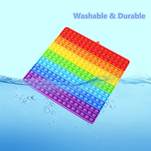 Miniatura 4 de Juguetes sensoriales para ansiedad de gran tamaño, 12 pulgadas, 256 burbujas de silicona para aliviar la presión, color arcoíris