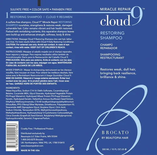 Miniatura 7 de Brocato Champú restaurador Cloud 9, 10 onzas líquidas Champú Miracle Repair, hidratante, hidratante y revitalizante Para cabello débil, opaco