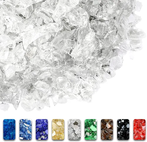 Miniatura 33 de GRISUN Vidrio de fuego azul océano Pacífico para hoguera, 10 libras 1/2 pulgada rocas de vidrio templado para chimenea natural o propano, seguro