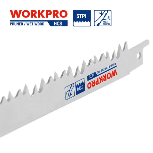 Miniatura 4 de WORKPRO Juego de hojas de sierra recíproca de madera de 5 piezas, 9 pulgadas, 5TPI, CR-V, kit de hojas de sierra de acero para Bosch, Black &