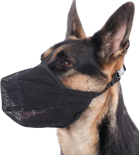 Miniatura 8 de Mayerzon Bozal para perro, bozal de malla suave patentado para perros pequeños, medianos y grandes, para barrer, morder, lamer y masticar, permite