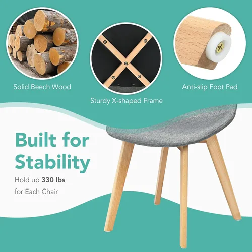 Miniatura 5 de giantex - juego de 4 Sillas de comedor con patas de madera, diseño moderno