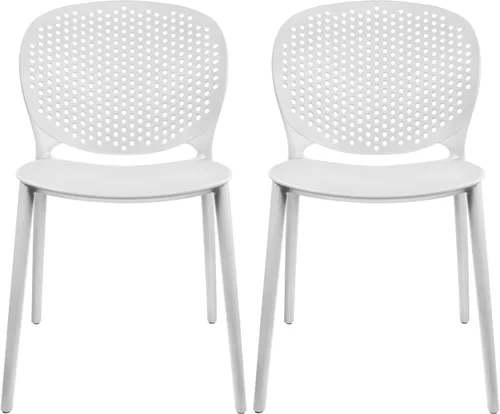 Miniatura 17 de 2xhome Juego de 2 sillas de comedor para patio Silla auxiliar moderna apilable para piscina al aire libre Plástico resistente a la intemperie