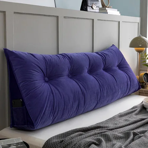 Miniatura 10 de Almohada de pared triangular con botones copetudos, cojín de apoyo de lectura, almohada de cama de lectura suave, color sólido, soporte para cuello