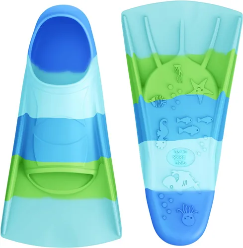 Miniatura 9 de Gintenco Aletas de Natación, Aletas de Natación para Niños para Natación de Vueltas, Aletas de Tamaño de Viaje con Bolsa de Malla, Aletas