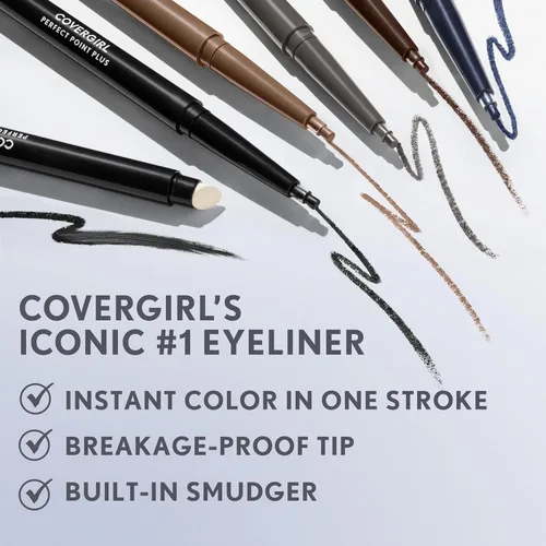 Miniatura 3 de COVERGIRL Perfect Point Plus Lápiz Delineador de Ojos, Ónix Negro Paquete de 1, Duradero, Delineador de Ojos Negro Versátil, Punta Suave
