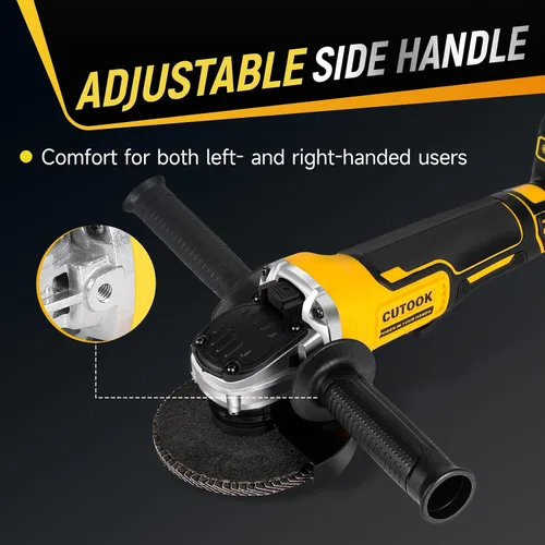 Miniatura 8 de Amoladora angular inalámbrica de 4-1/2 pulgadas compatible con batería DeWalt de 20 V, motor sin escobillas de 10000 RPM con 4 velocidades