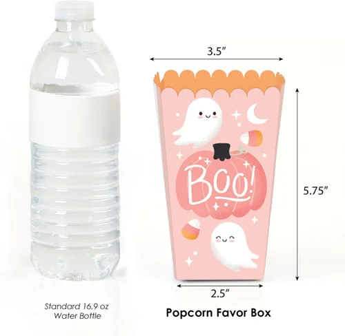 Miniatura 3 de Big Dot of Happiness Pastel Halloween - Cajas de palomitas de maíz para fiesta de calabaza rosa, juego de 12
