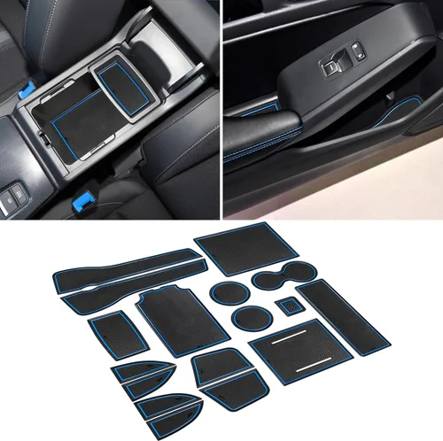 Miniatura 17 de Accesorios para Honda Civic 2022 2023 2024 2025 2026 11ª Generación Sedán Inserto de Portavasos Forro de Consola Central Alfombrillas de Ranuras