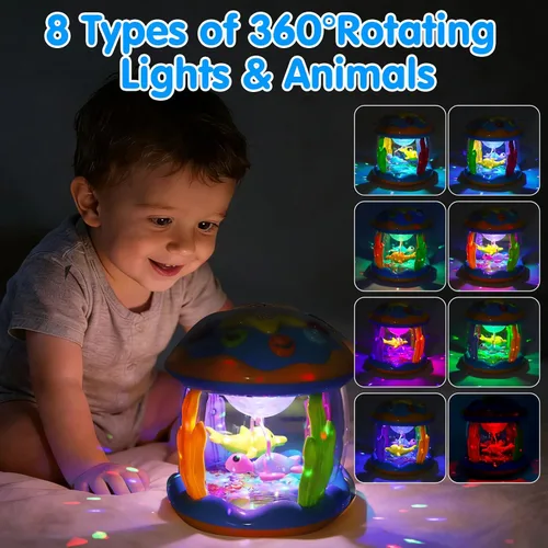 Miniatura 3 de Tsomtto Juguetes Musicales para Bebés de 12 Meses Proyector Giratorio con Luz Juguetes para Tiempo Boca Abajo de Bebés Juguete Sensorial para Niños