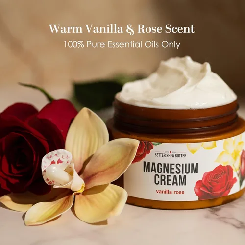 Miniatura 5 de Better Shea Butter Loción de magnesio para mujer Rosa de vainilla Para embarazo, niños y bebés Alivia la tensión muscular y los calambres