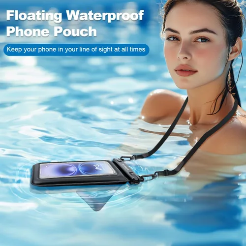 Miniatura 3 de [Hasta 8.5 pulgadas] Bolsa impermeable para teléfono flotante, doble bolsa impermeable con cordón para iPhone 16 15 Pro Max, Galaxy S25 S24 Ultra
