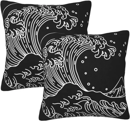 Miniatura 9 de Juego de 2 fundas de almohada bohemias de 18 x 18 pulgadas, fundas de almohada bohemias onduladas suaves con ondas de arco iris, fundas de cojín