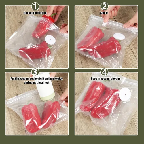 Miniatura 5 de 40 bolsas reutilizables de sellado al vacío para alimentos, 20 unidades grandes (13.4 x 10.2 pulgadas) y 20 bolsas compactas selladoras al vacío