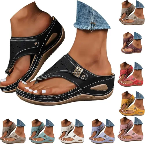 Miniatura 9 de Sandalias ortopédicas para mujer, sandalias de cuña con soporte de arco, sandalias de playa cómodas y elegantes para el verano 2025