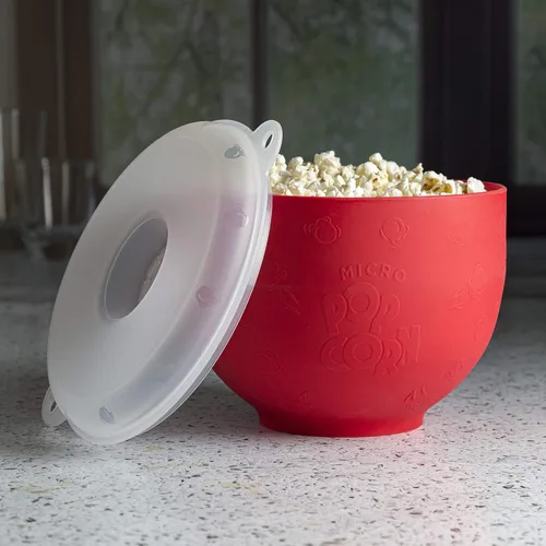 Miniatura 8 de Goodful Palomitero de Silicona, Palomitero Plegable para Microondas con Aire Caliente, Tazón Hecho sin BPA, Rojo