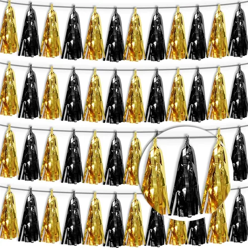 Guirnalda de flecos de papel de aluminio metálico 4P con borlas de oropel, telón de fondo para flotadores de desfile, decoraciones de graduación
