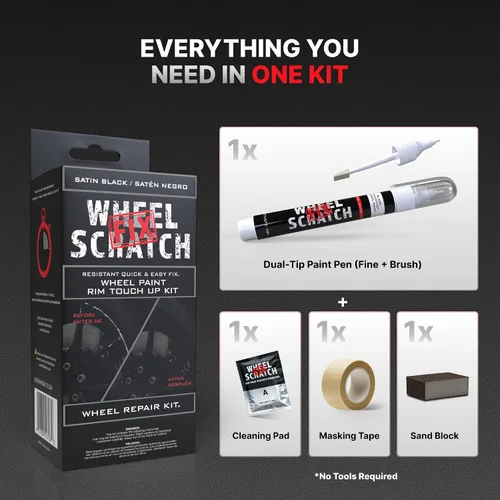 Miniatura 6 de Wheel Scratch Fix - Kit de retoque de llantas rápido y fácil, colores universales (negro (brillo))