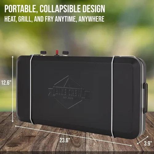 Miniatura 6 de Hike Crew Estufa y plancha de gas 2 en 1, quemador de propano portátil con encendedor integrado y bandeja de goteo de acero inoxidable Asa