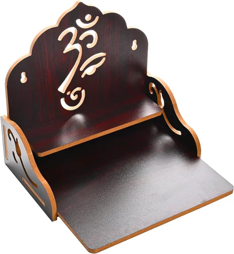 Miniatura 3 de Mesa colgante de madera para colgar en la pared, templo Pooja Mandir, estante para almacenamiento e ídolos decoración para oficina en casa y regalos