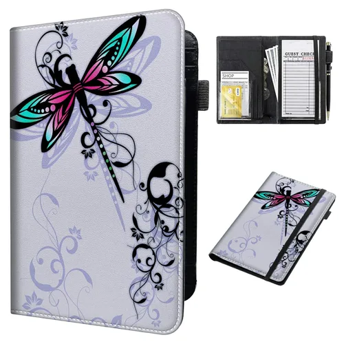 Miniatura 8 de Cartera de cuero para camarera, con cremallera y soporte para libro de cheques, bolsillo para dinero, organizador personal para delantales, estrella