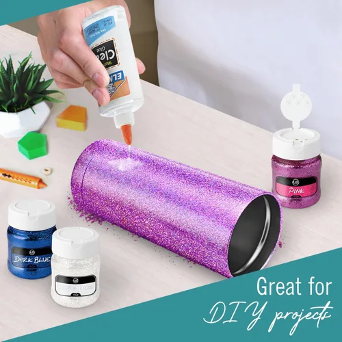 Miniatura 6 de Purpurina a granel, purpurina fina transparente para manualidades, resina y álbumes de recortes, botellas agitadoras de 4 onzas, ideales para vasos
