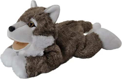 The Petting Zoo Marioneta de peluche de mano de lobo, regalos para niños, animales de marioneta, juguete interactivo de peluche de 17 pulgadas