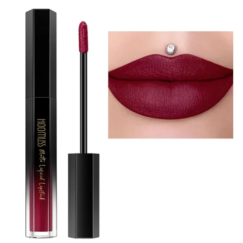 Miniatura 15 de Lápiz labial rojo de larga duración, pintalabios líquido mate para mujeres sin transferencia, a prueba de manchas, suave y fácil de aplicar